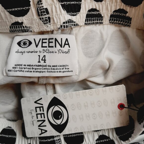 NEW - VEENA Organic Cotton Blend Polka Dot Leggings Tights B&W Kids Girls Sz 14 - Picture 10 of 12